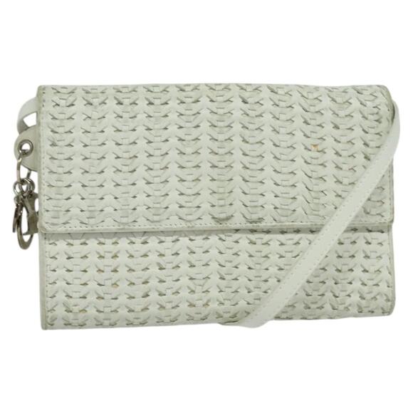 DIOR Wallet Shoulder Bag Leather White - Picture 1 of 13